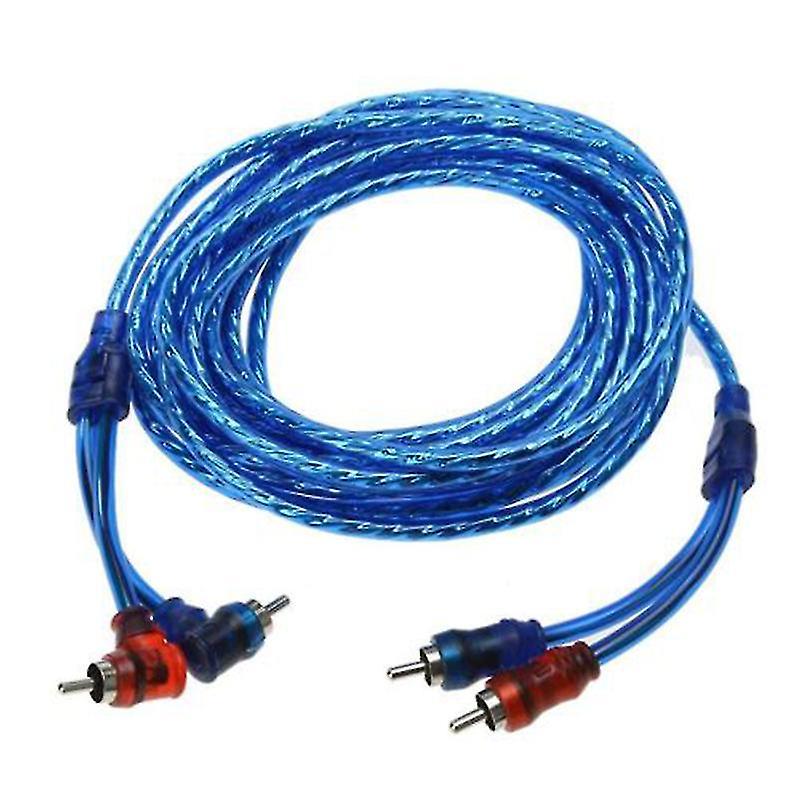 5m 2 Rca to 2 Rca Plug Car Stereo Audio Copper Cable System Amplifier Braided