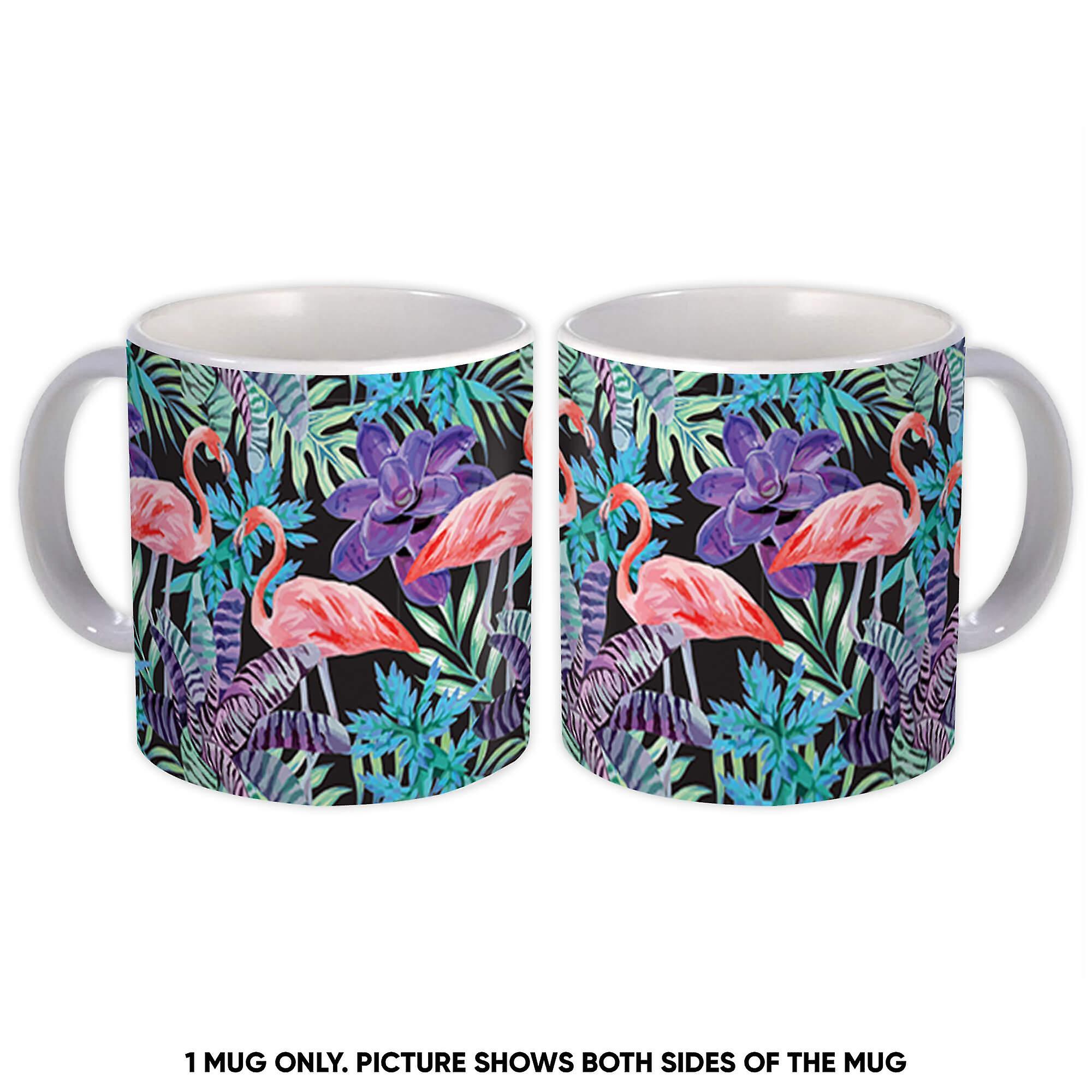 Gift Mug: Flamingo Orchids Pattern