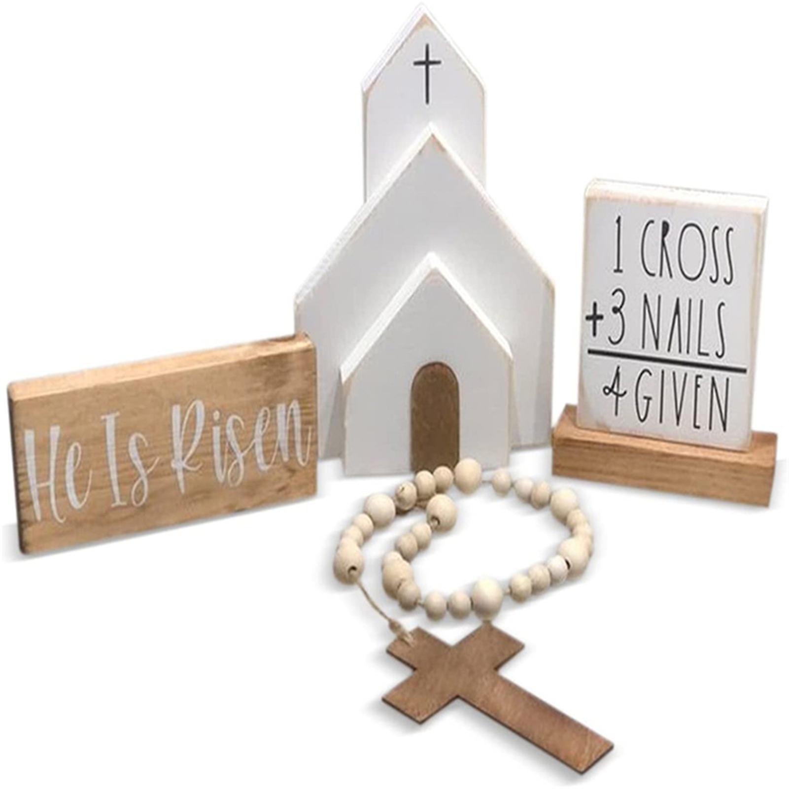 Jesus Tomb Easter Tray Bundle Kit Easter Ornament Scene Wooden Statue Home Decor