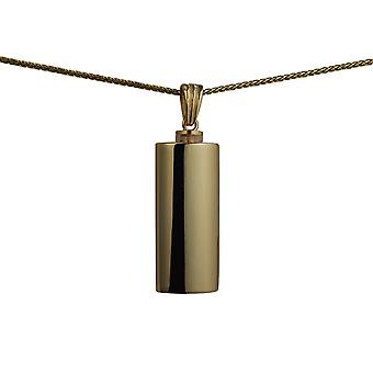 9ct Gold 33x13x10mm handmade plain oval Memorial Cylinder...