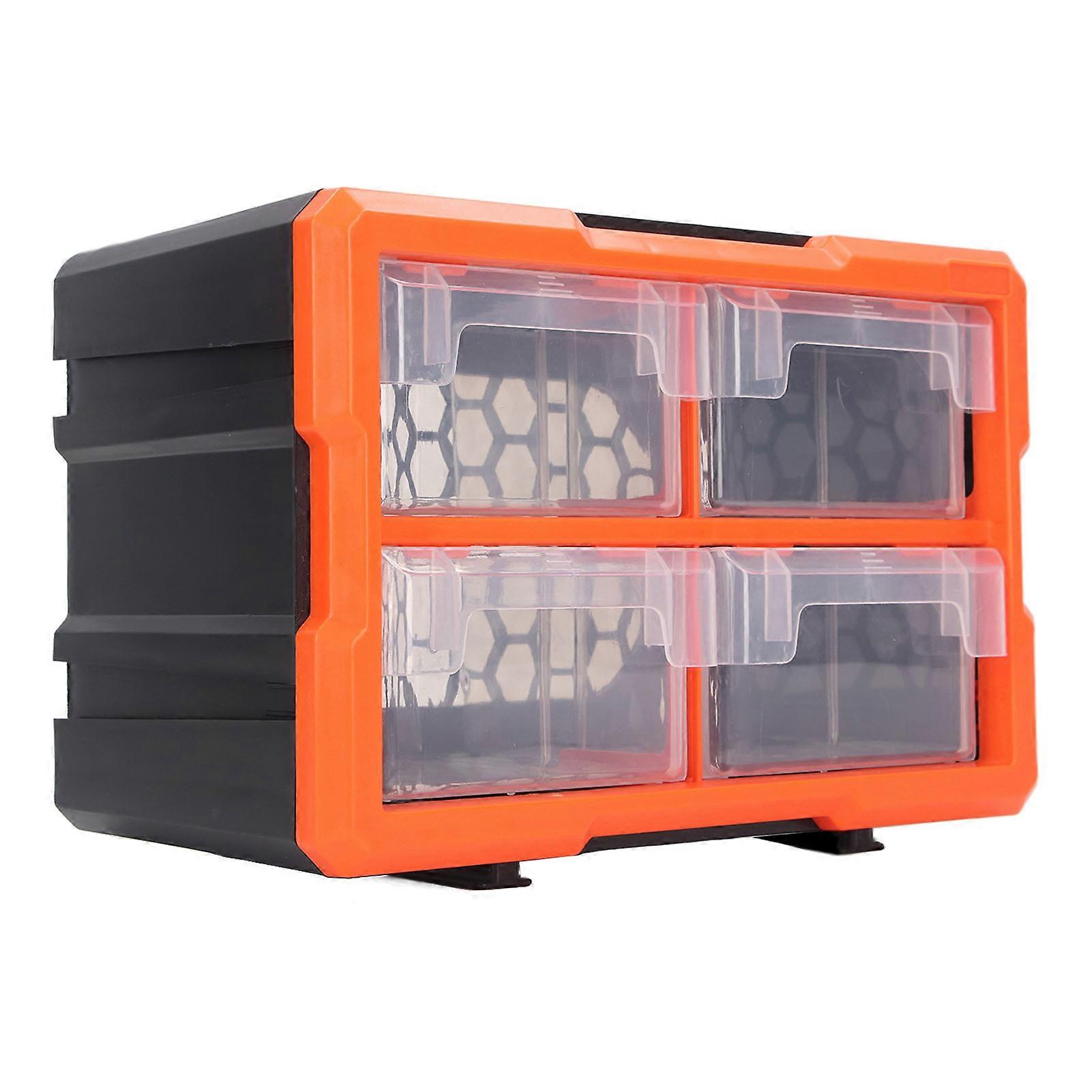 Rankomu Drawer Parts Cabinet 4 Drawer Parts Box, Wall Mount PVC Plastic Storage Cabinet for Electronic Components, Screws, Nuts, 4 Drawer Parts