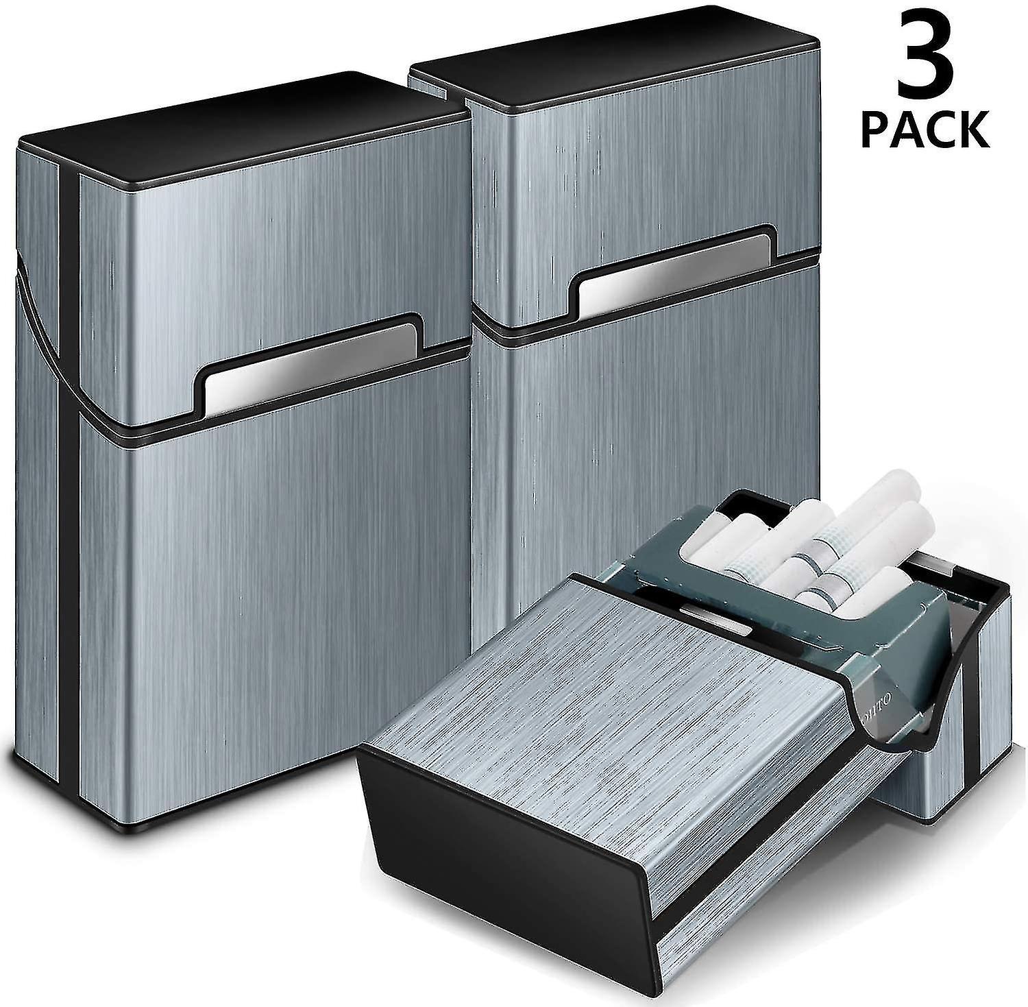 New Cigarette Case, 3 Pieces Metal Cigarette Box With Magnetic Closure, Aluminu