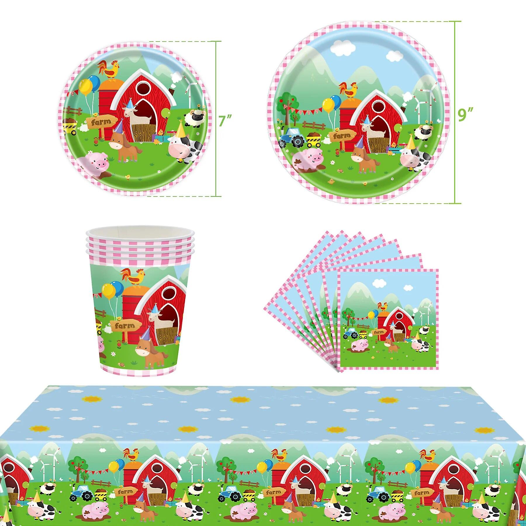 Farm Animal Cow Pig Disposable Tableware Carton Paper Cups Plates Candy ...