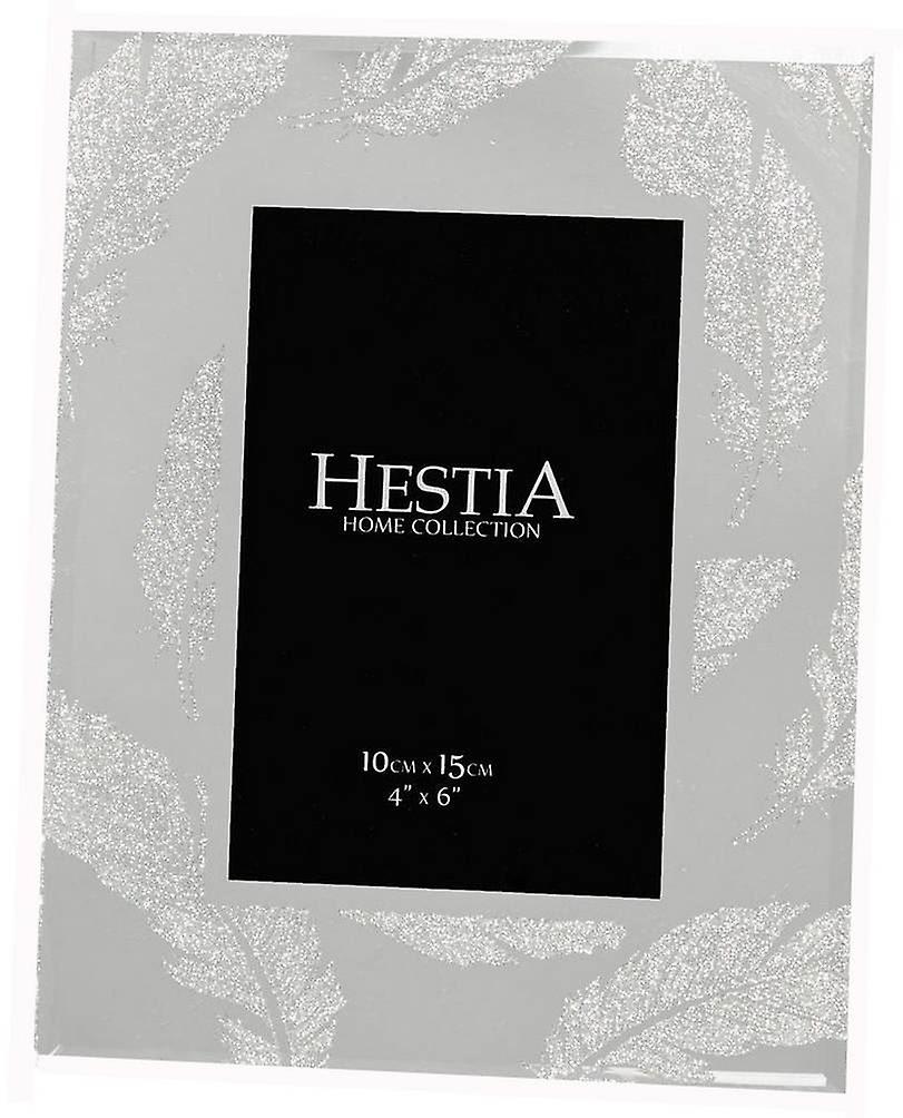 Hestia Glitter Feather Photo Frame 4x6 - Silver