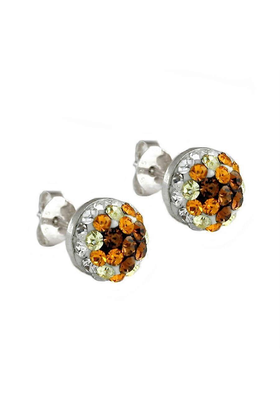 Stud Earrings 7mm Topaz Glass Crystals Silver 925 - Gl92854