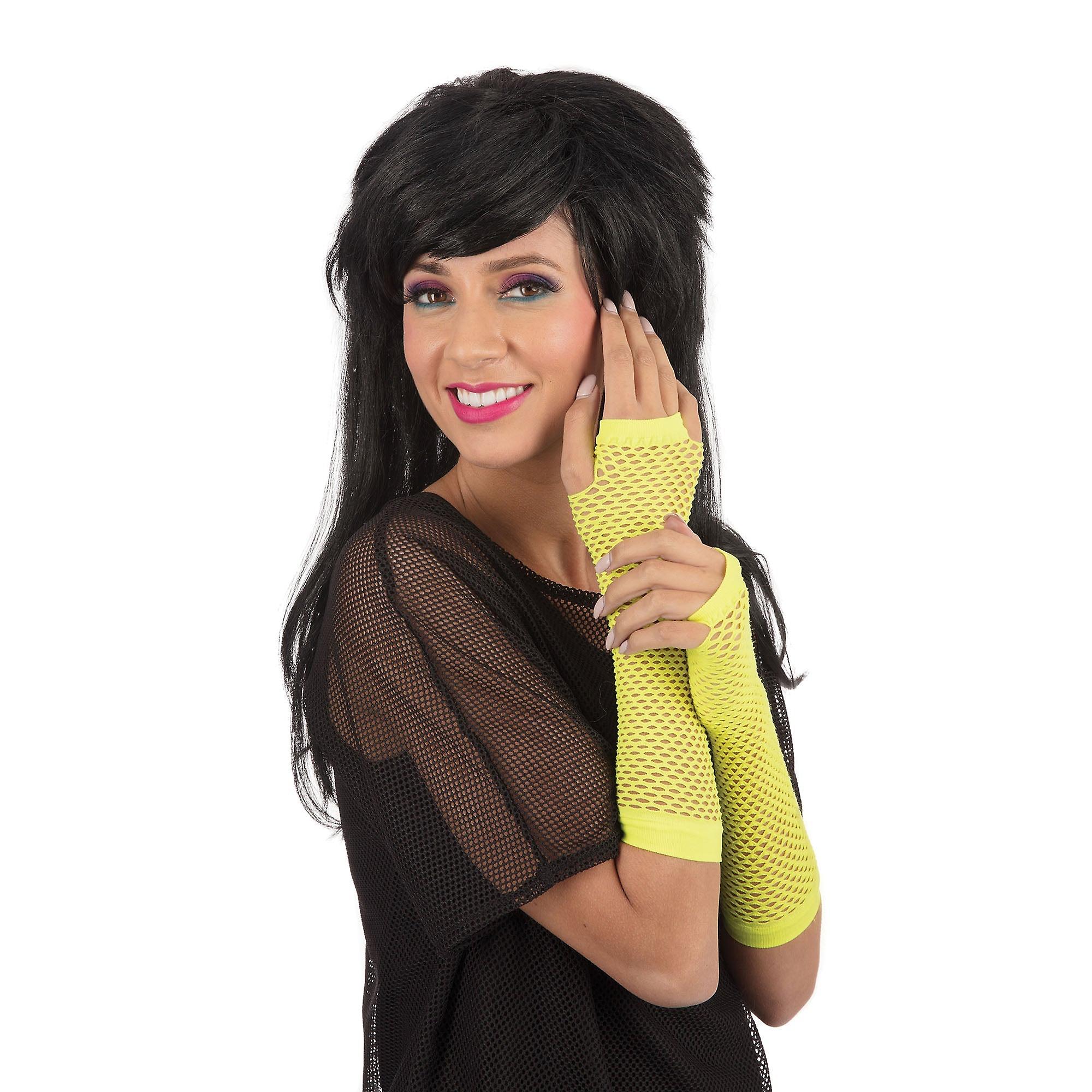 Gloves Fingerless Fishnet Yellow Ba3319