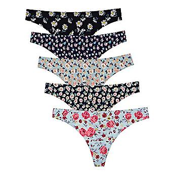 Veeki Seamless Thongs for Women No Show Thong Underwear Women 5 Pack, XL