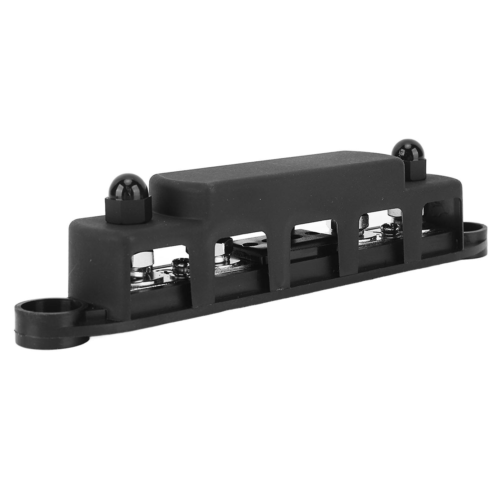 DC12V-48V 300A Power Distribution Block M8 4 Stud Bus Bar Black