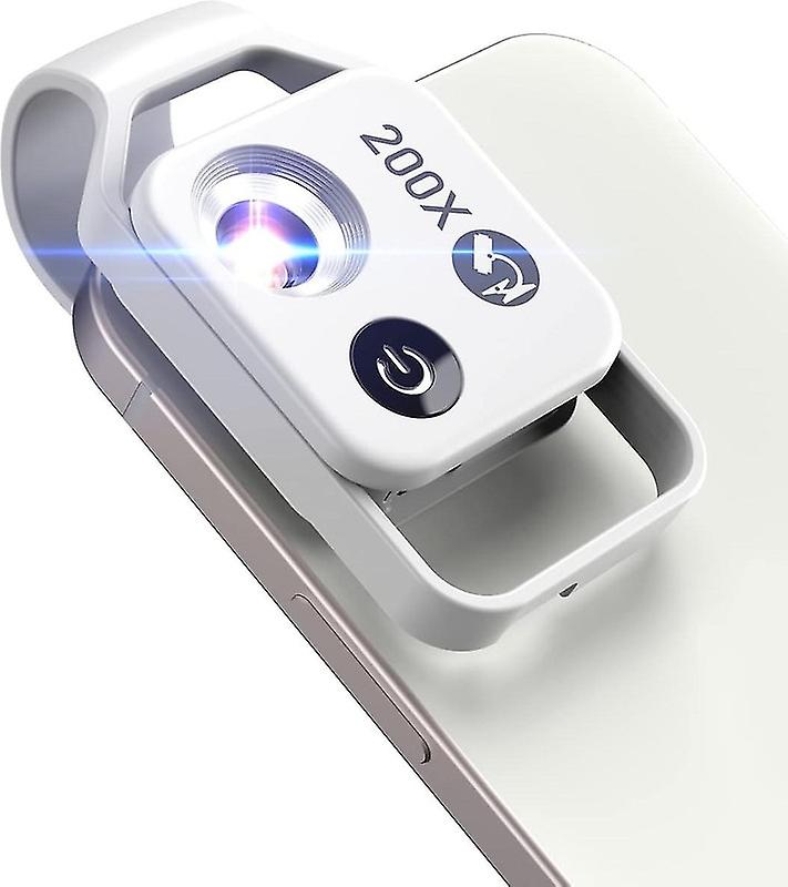 Phone Microscope with CPL Lens/LED Light, 200X Pocket Microscope with Universal Phone Clip for 99% S