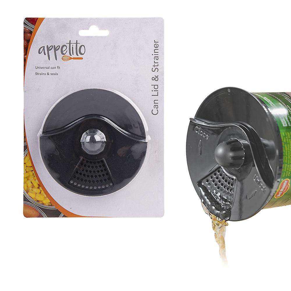 Appetito Splash-proof Lid Handy Strains & Seals Can Lid & Strainer (Charcoal)