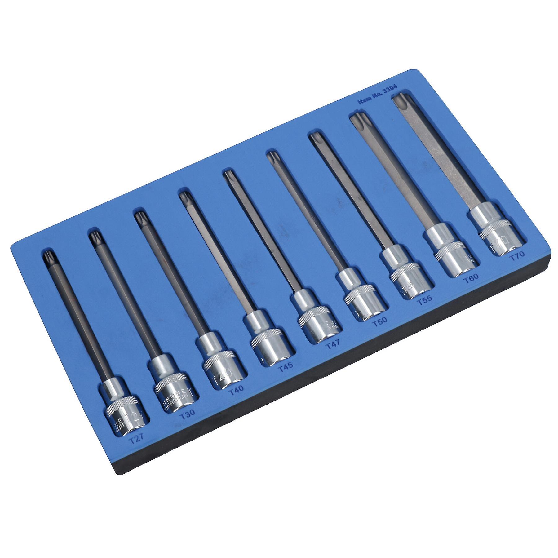 Torx / Star Bit Sockets 1/2" Drive 9pcs T27 - T70 Deep By BERGEN AT828