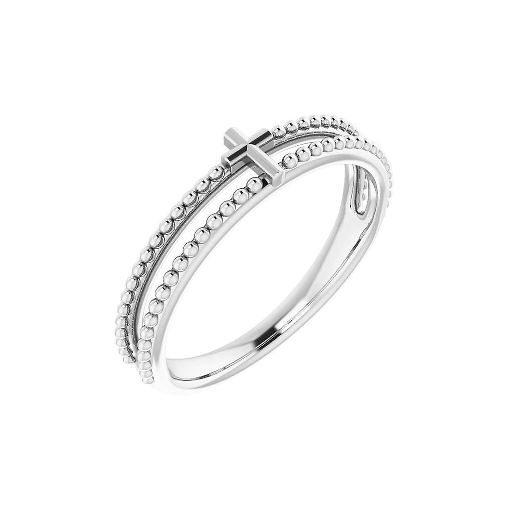 925 Sterling Silver Polished Stackable Milgrain Religious Faith Cross Ring Size 7 Stackable Ring for Women