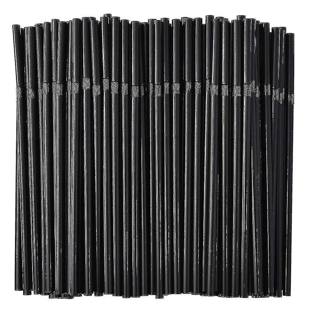 500/200/100pcs Flexible Bendy Black Drinking Straws Plastic Disposable Straws