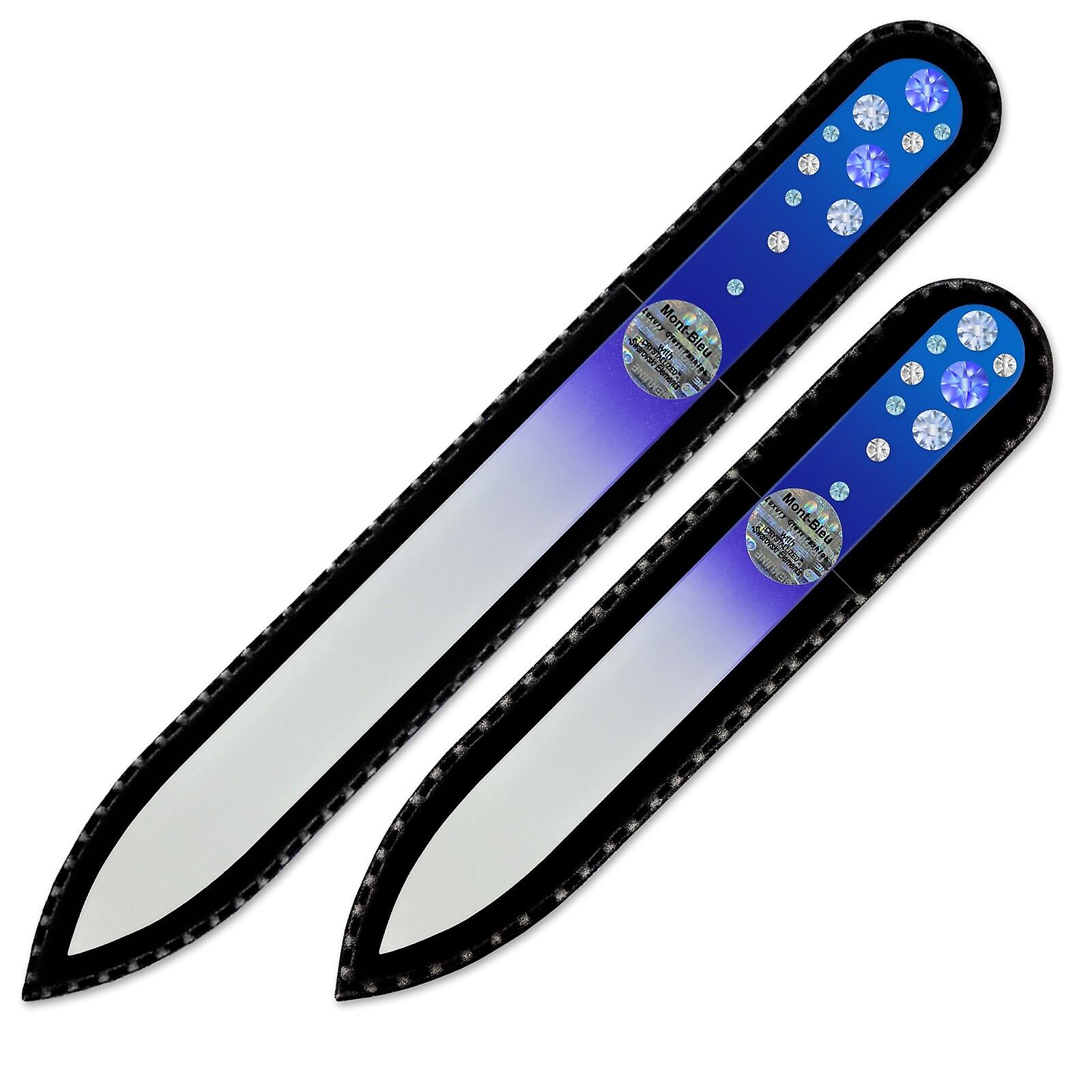 A set of 2 Colorful Crystal Nail Files with Swarovski crystals WC-MS - Sapphire - Light Sapphire