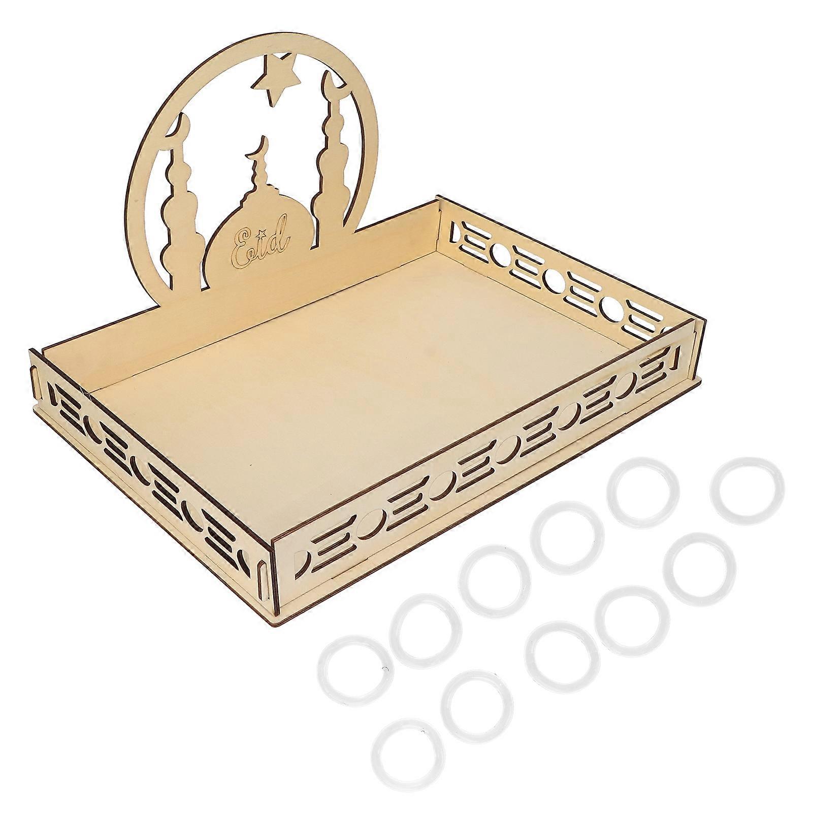 Ramadan Food Dessert Tray Eid Table Serving Wooden Ornaments Islam Muslim Party Supplies