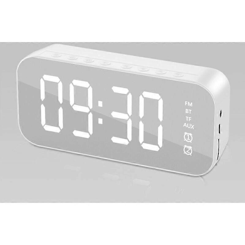 Multifunctional LED Digital Alarm Clock, Bluetooth Speaker White