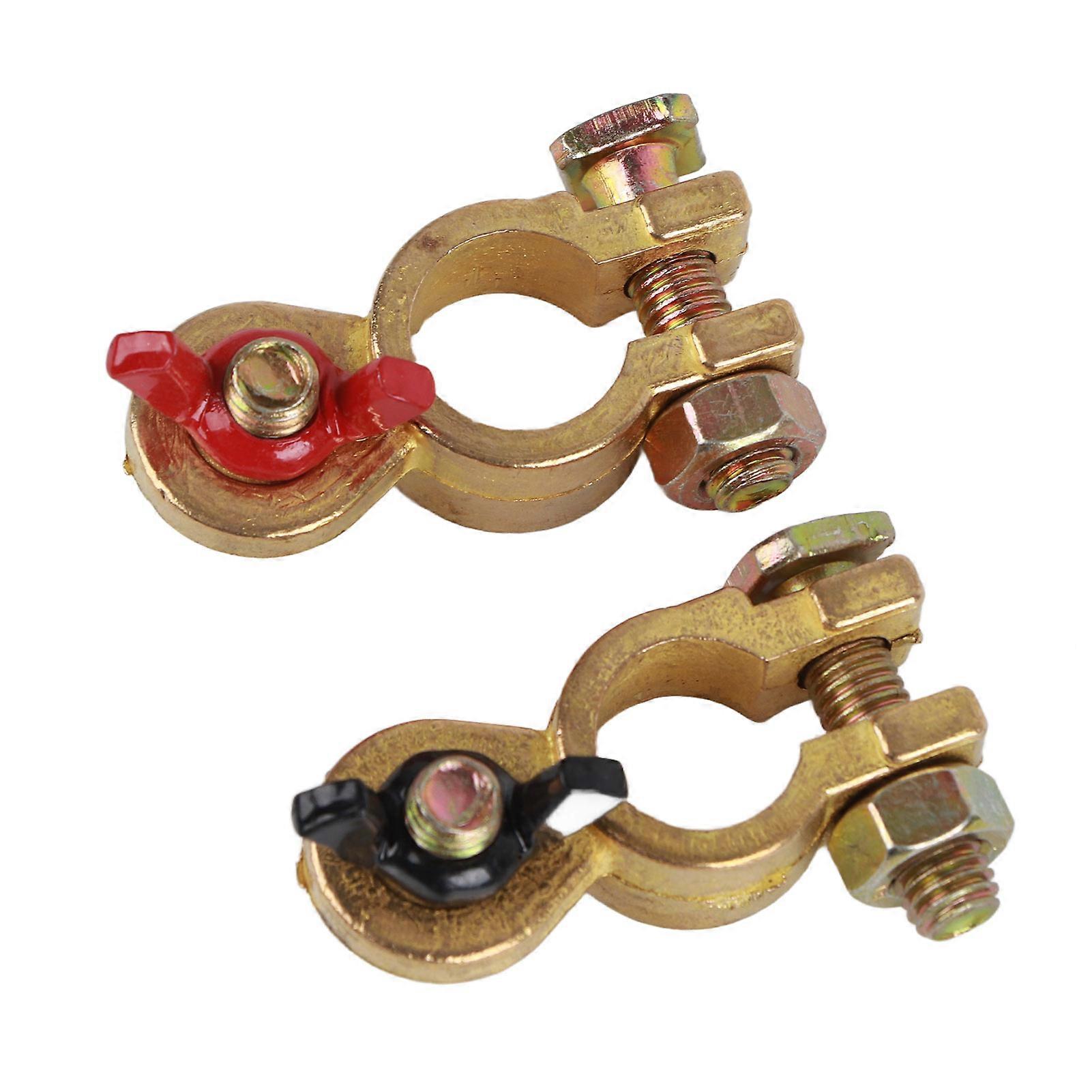 2pcs Universal Battery Terminal Clamps Pure Copper Positive Negative Top Post Connectors for Car NO.17603