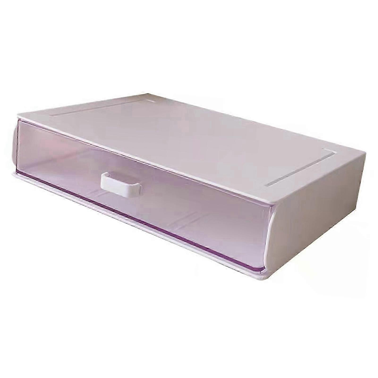 Desk Organizer With Drawer Clear Plastic Stackable Desktop Storage Box Space Saving for Dorm Office