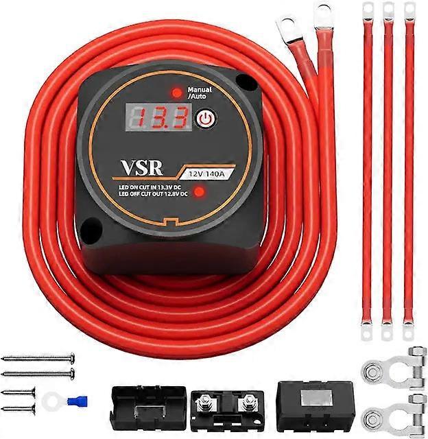 12V 140 Amp Isolator Kit With Led Voltmeter Manual/auto Mode Waterproof Voltage Sensitive Relay Smart Dual Battery