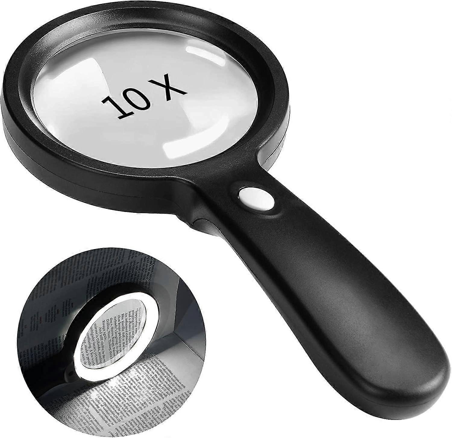 Magnifying Glass With Light, 10 Times Hand-held Large Magnifying Glass, 12 Led Illuminated