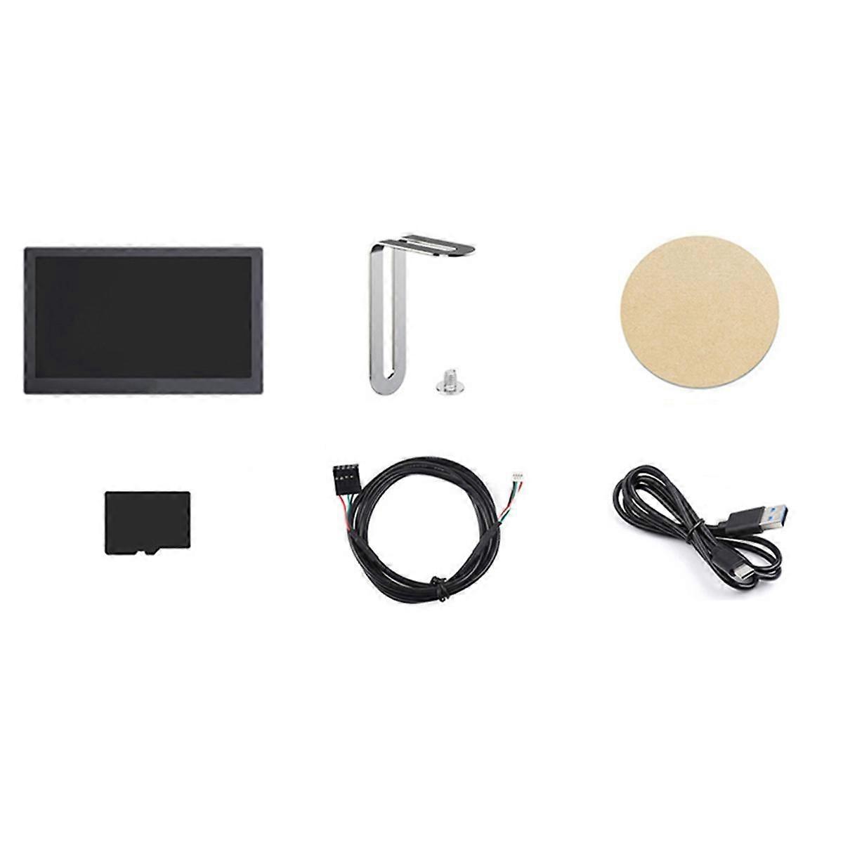 7 Inch IPS Display USB Chassis Secondary Screen RGB Atmosphere Screen 800X480 with Sound Pickup Function Black