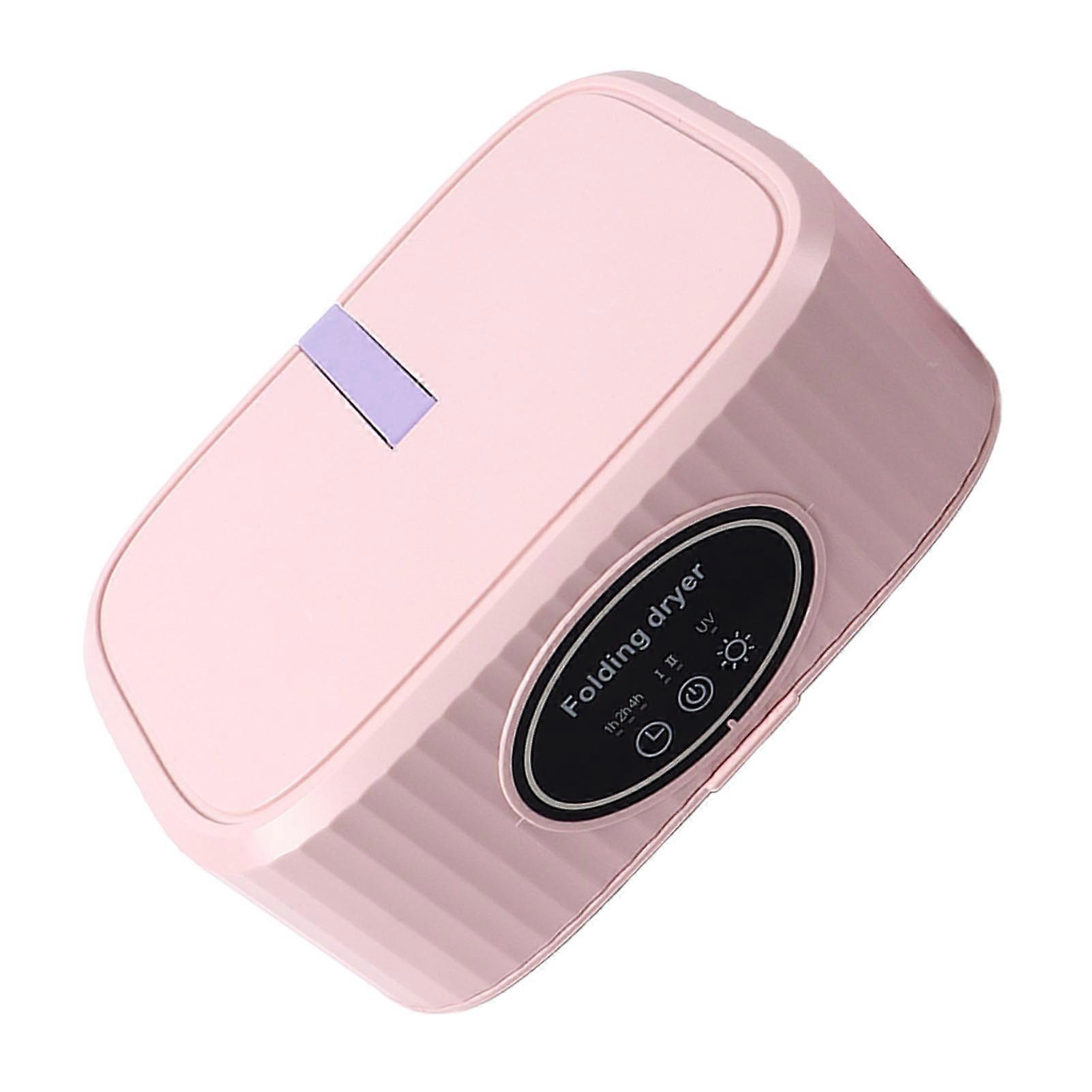 Clothes Dryer Portable Foldable Quiet Operation Timer Function Energy Saving Fast Drying Machine for Camping Apartment Dormitories EU Plug 220V Pink