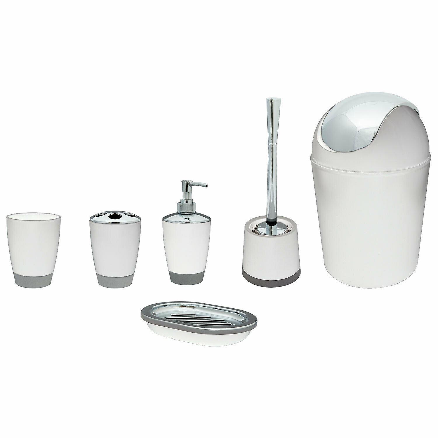 Anika 6pcs Bathroom Accessory Set Including Bin, White