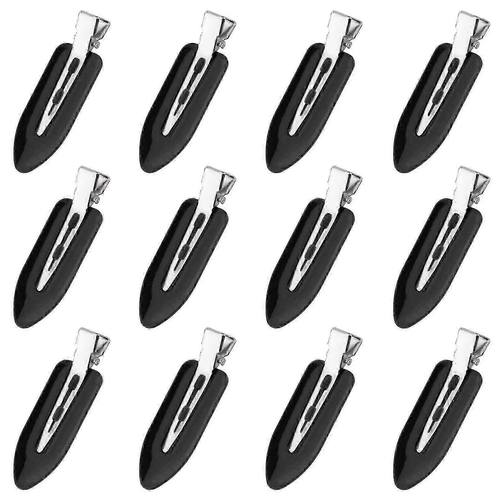 12pcs Sem Curvatura Grampos De Cabelo, Grampos De Cabelo Sem Vincos Curl Pin Flat Barrette Clips Clipe De Estilo De Cabelo Para Maquiagem Styling Lavagem Facial (Preto) - XINGX