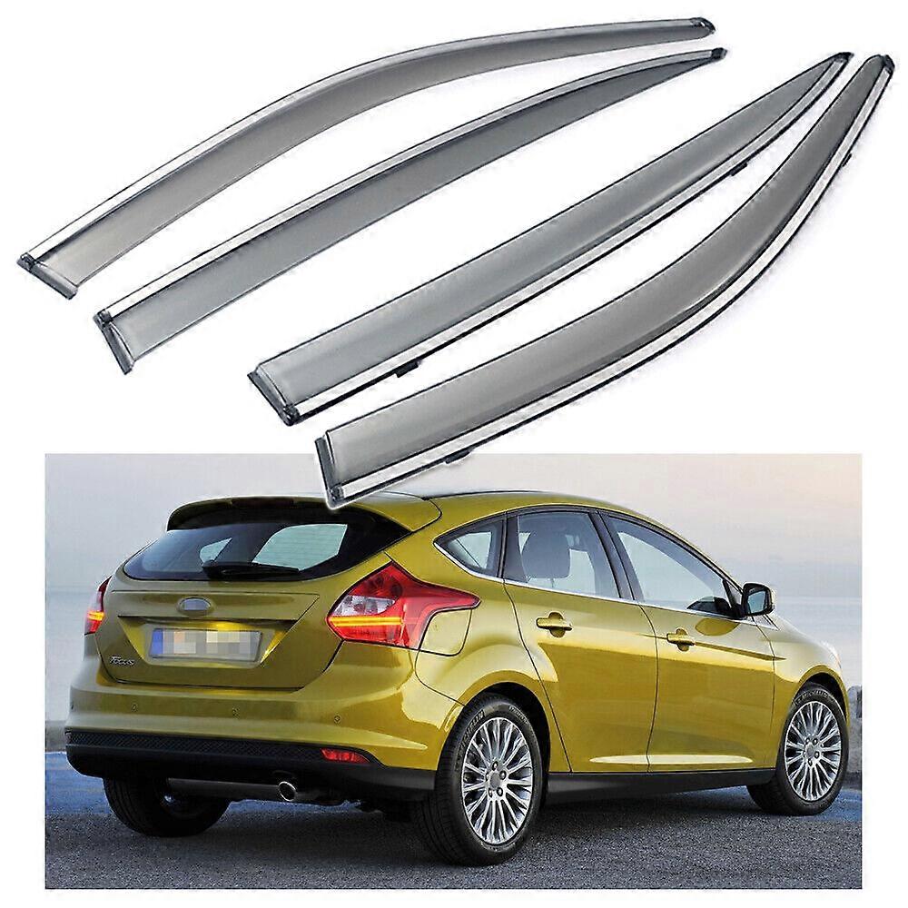 4Pcs Car Window Visor Vent Deflector Sun/Rain for Ford Focus Hatchback 2012-2014