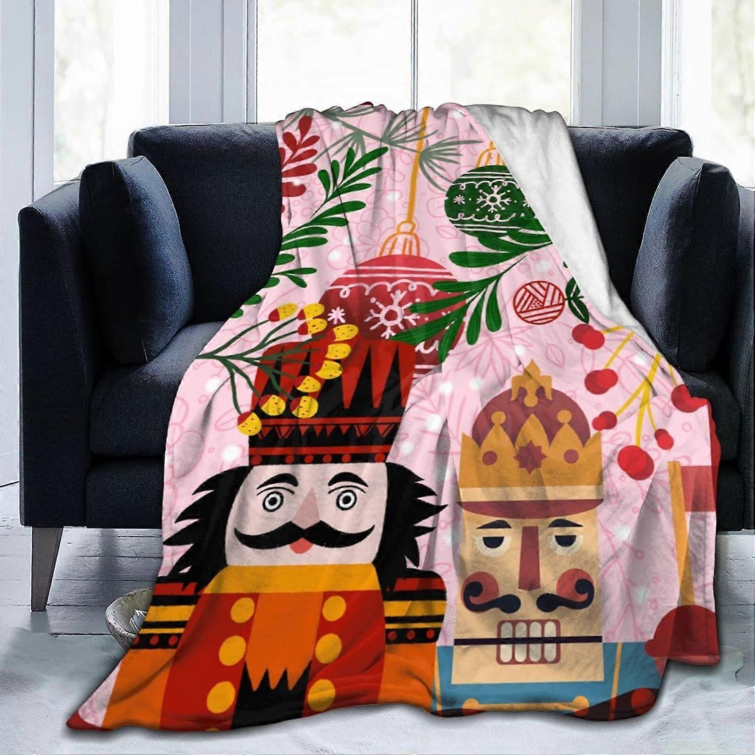 Plyschfiltar i flanell - Christmas Sherpa Throw Blanket - Sängkläder i mikrofiber för sovrumsreseinredning alla årstider