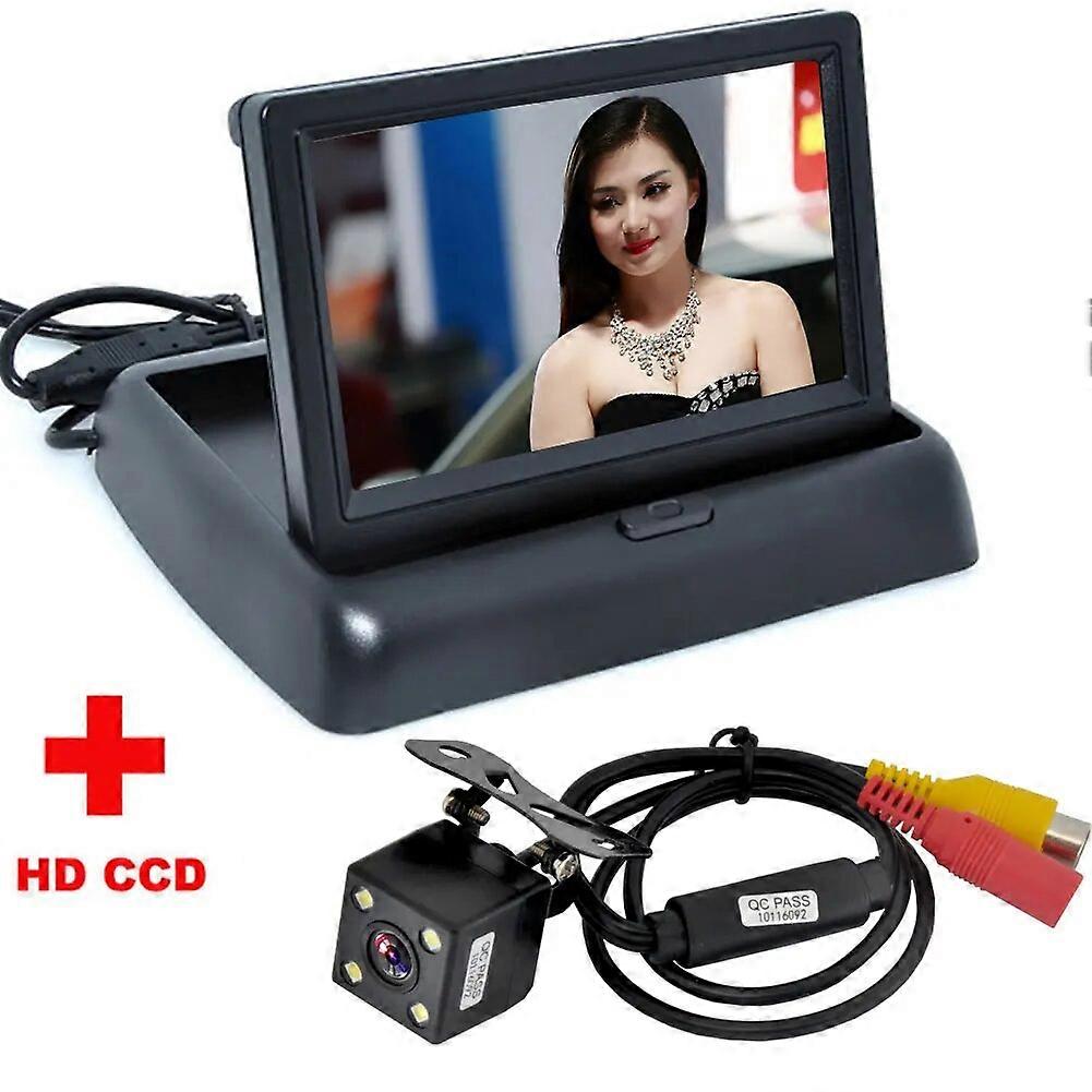 Parking Assistance New 4LED NIGHT Car CCD Rear View Camera With 43 inch Color LCD Car Video Foldable Monitor Camera