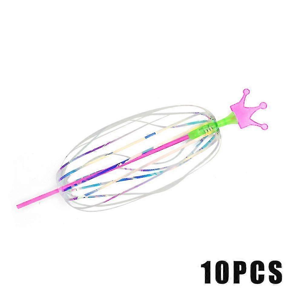 Variety Magic Flashing Twisted Bubble Wand Light-up Spin Rainbow Bubble Ball Toy For--10 Pcs