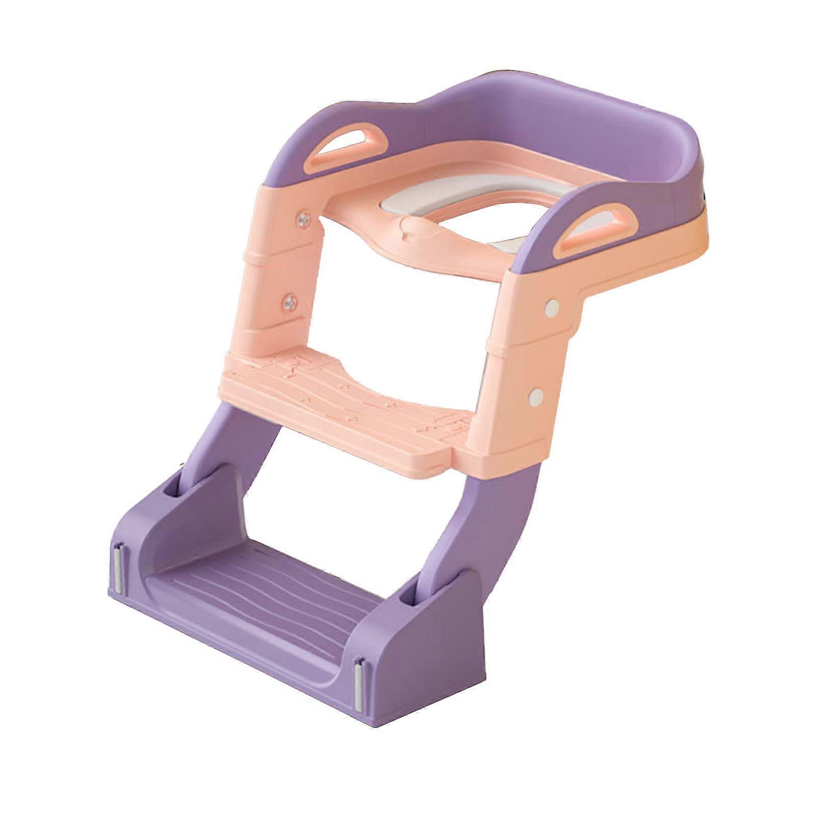 Multifunction Potty Training Toilet Seat with Step Stool Ladder Handles Foldable Toilet Training Seat Chair for Kids Pink
