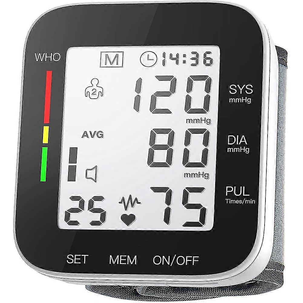 Blood Pressure Monitor Automatic Large Lcd Display Adjustable Wrist Cuff Automatic Dual 99 Reading
