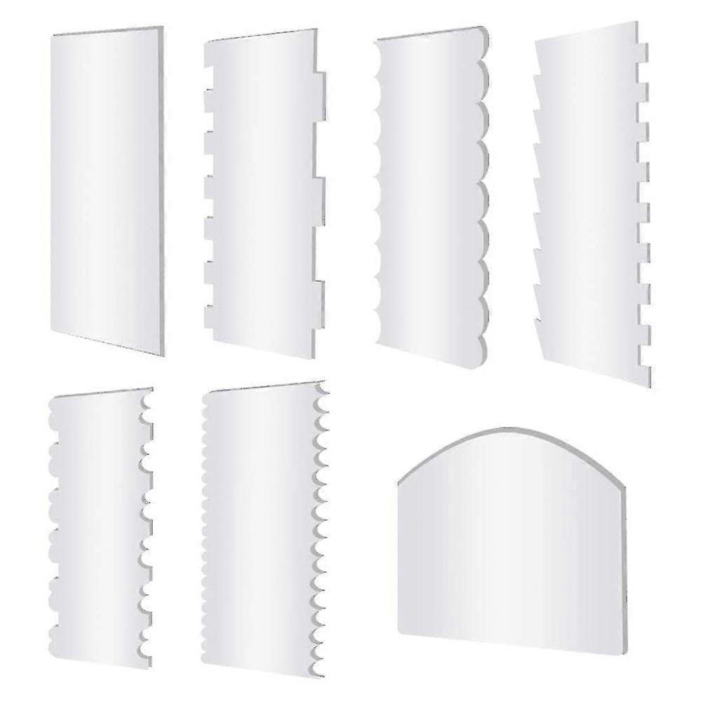 7pcs Clear Acrylic Cake Scraper Decorating Comb Set, Cake Icing Scraper Smoother Toolset For Kitche