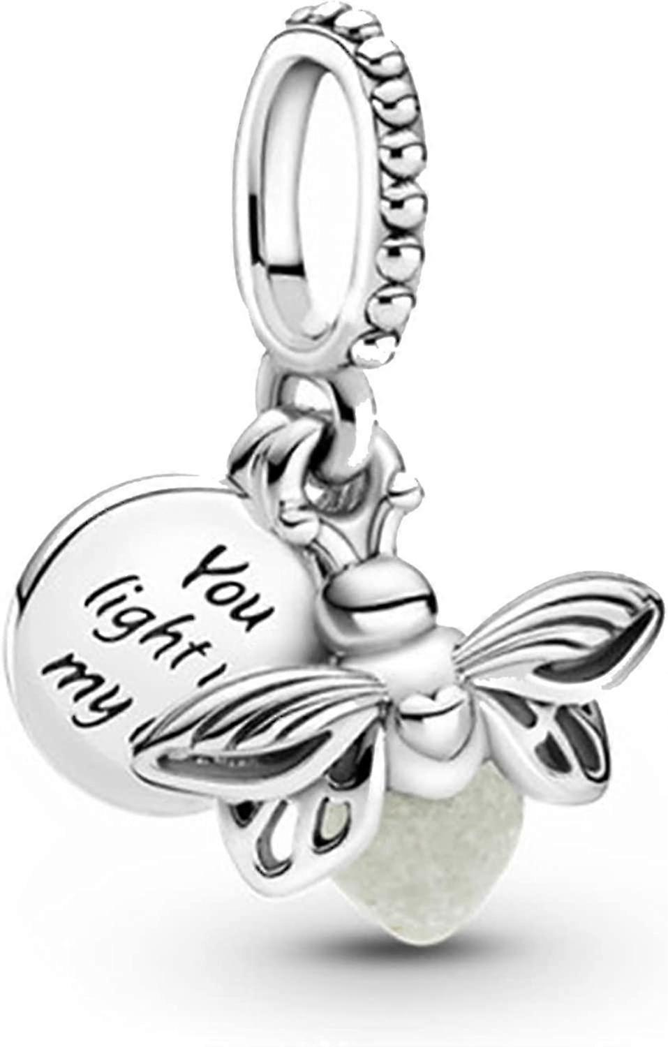 Luminous Firefly Pendant 925 Sterling Silver Charms Beads