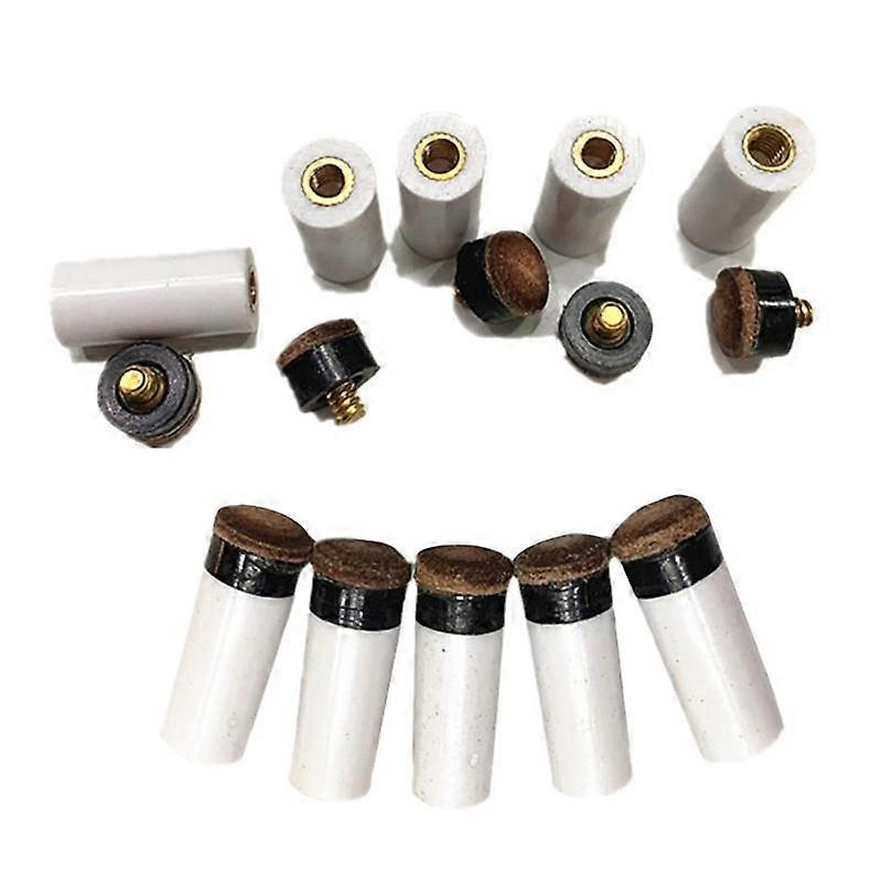 10 Stück Billardqueues Spitzen mit weißen Pool Queue Stick Ferrulen, Pool Queue Spitzen