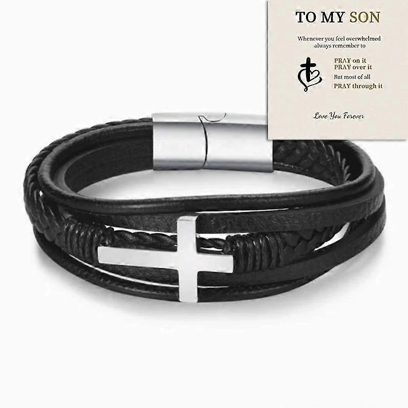 Bracelets for Men ,Retro Titanium Steel Cross