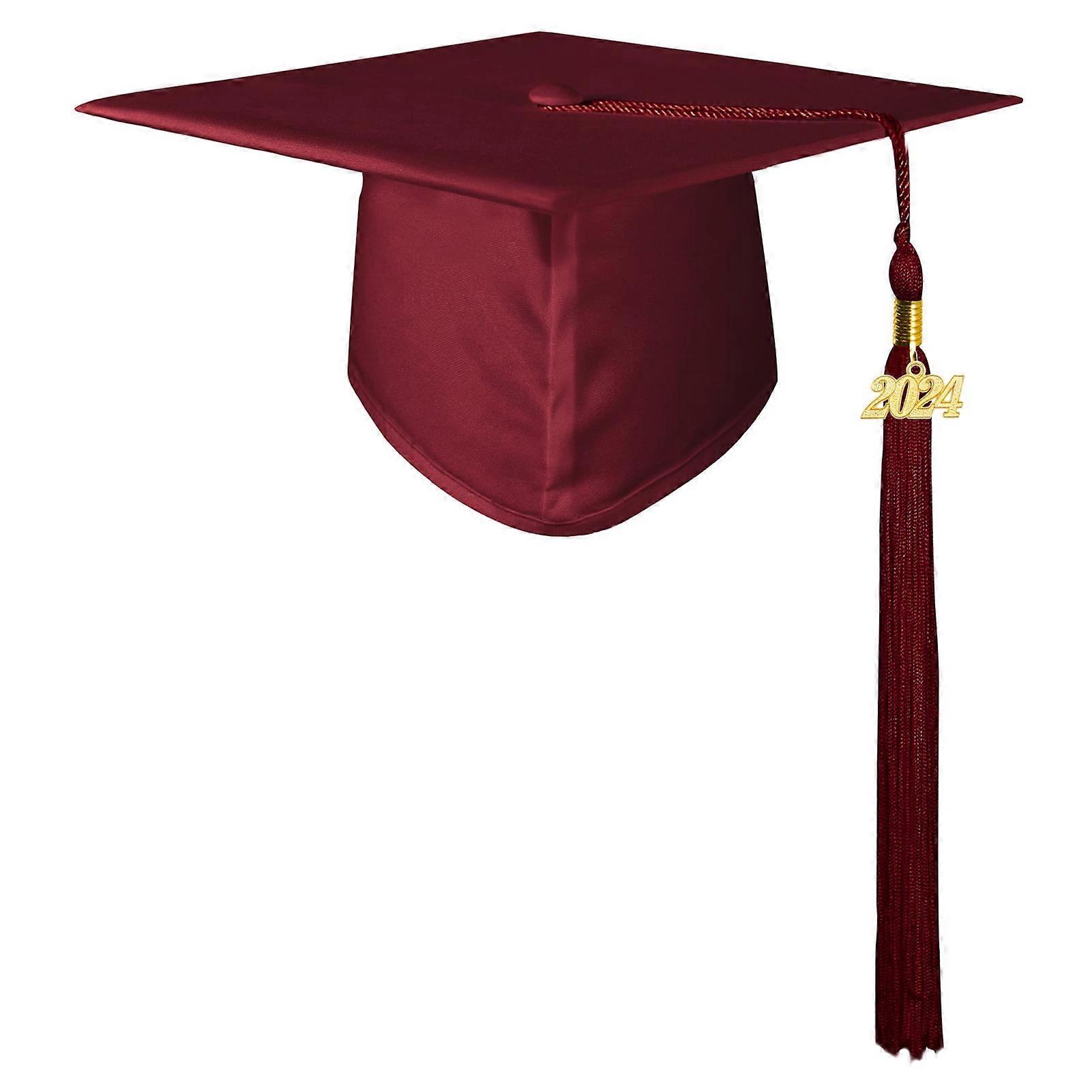 Adult Graduation Hat with Tassel Solid Color Non-Fading High School Bachelor Graduation Hat Cosplay Prop