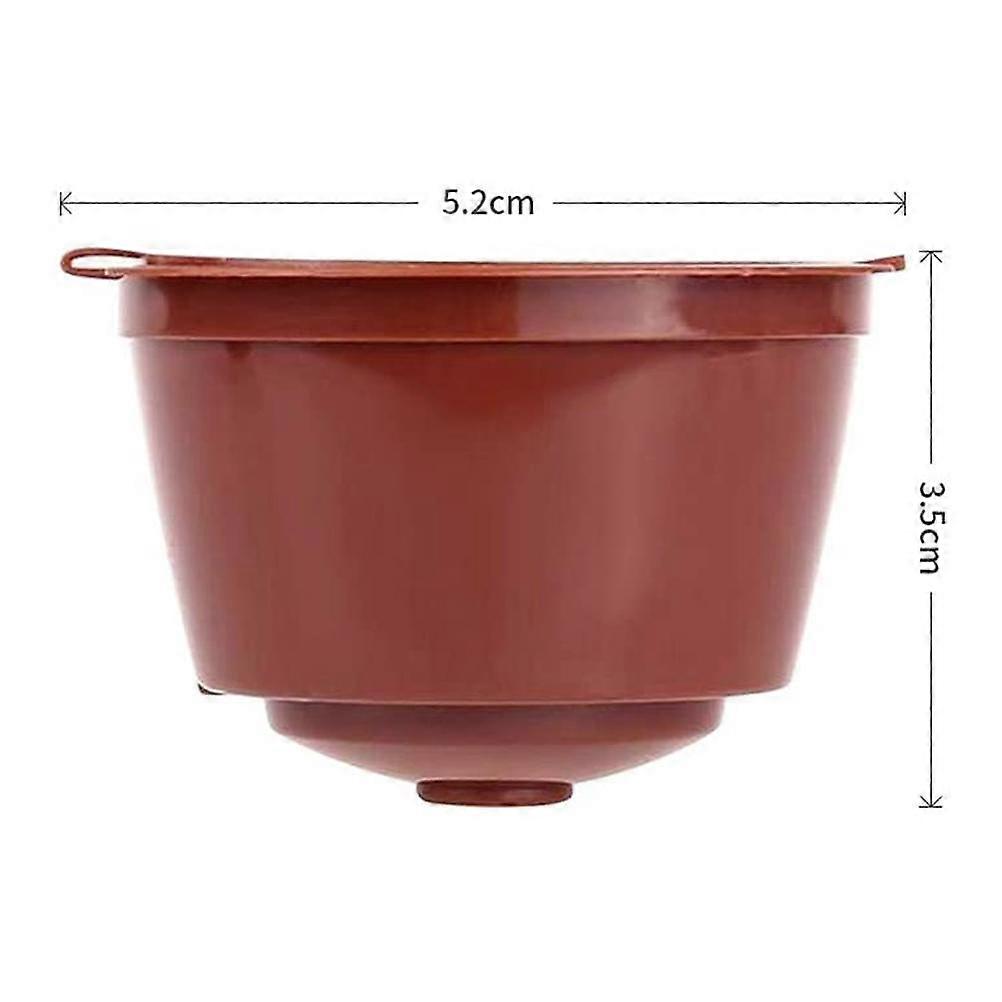 3Pcs Brown Plastic Reusable Coffee Capsules with Spoon & Brush