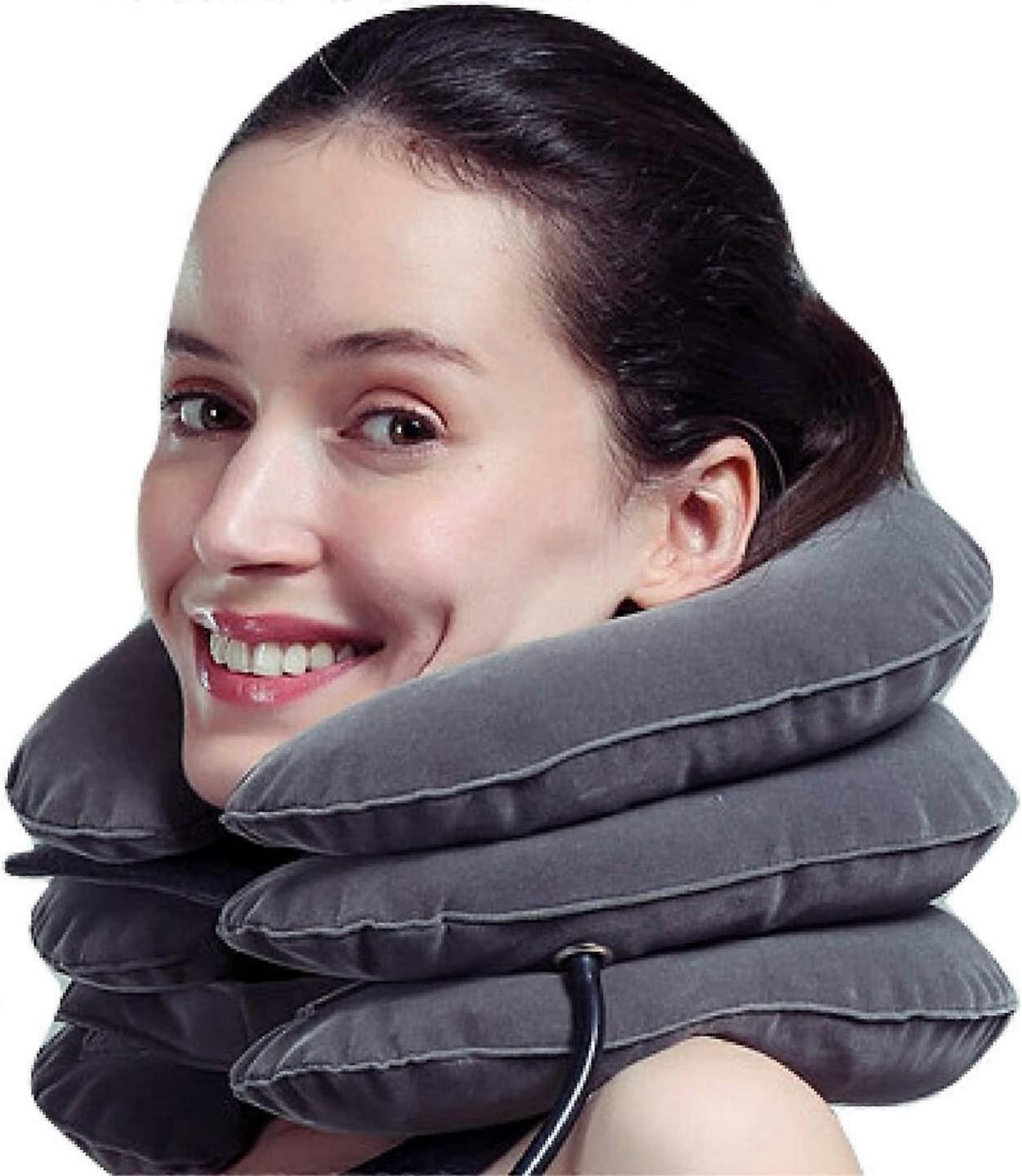 Cervical Neck Stretcher Traction Device, Neck Support Brace, Inflatable & Adjustable, for Spine Alignment & Chronic Neck Pain Relief(grey)