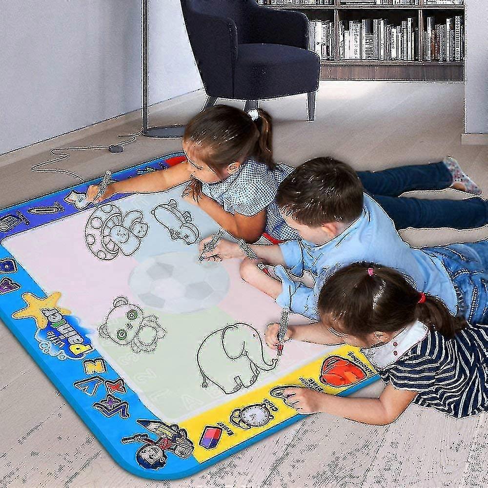 מחצלת צביעה, ילדים צעצועים מחצלת ציור מים גדולה, פעוטות שרבוט כרית עם 4 צבעים, מתנות לנערות בנים גיל 3 4 5+ שנים,4 עטים, ציור תבניות ו- B