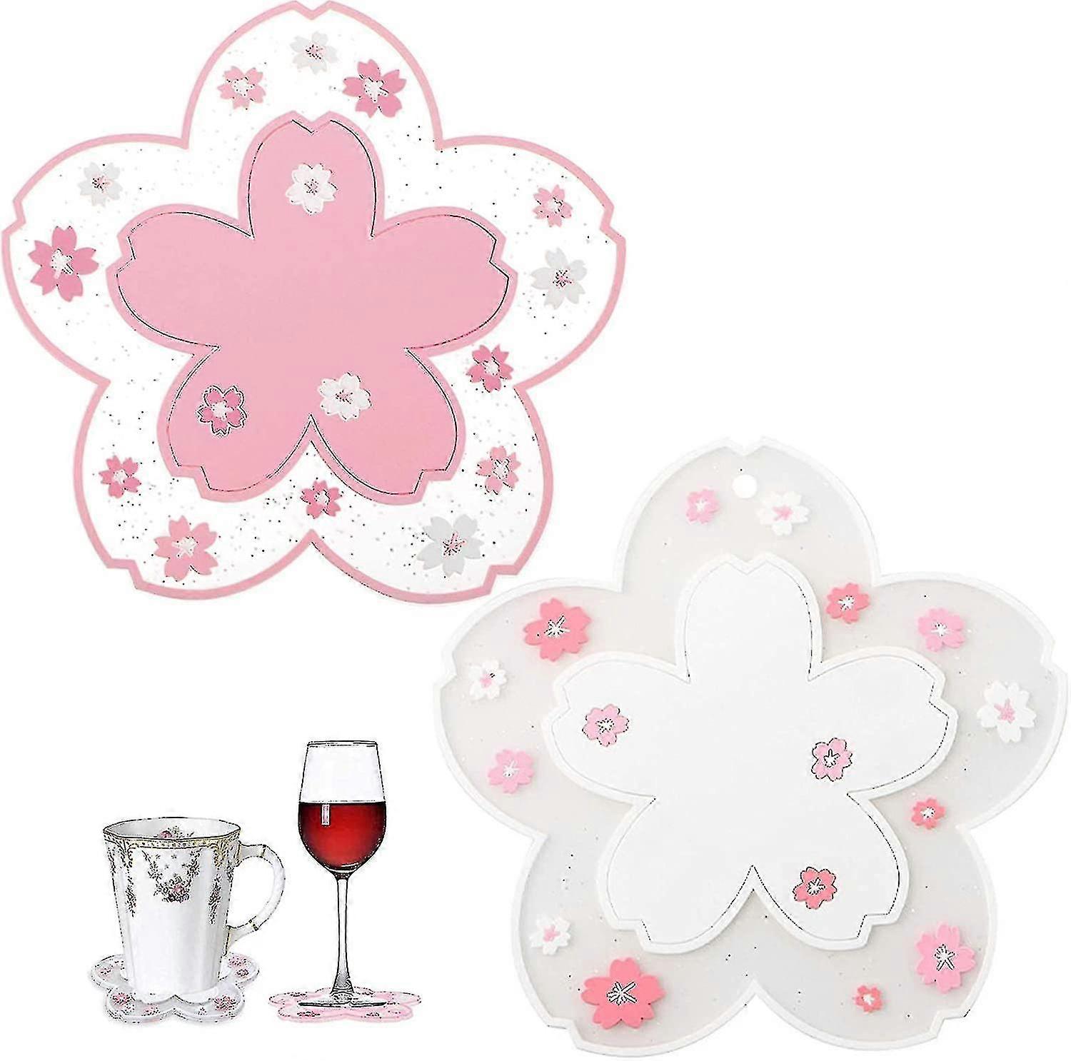 2 Piece Silicone Coasters Flower Shape Silicone Coasters luolv