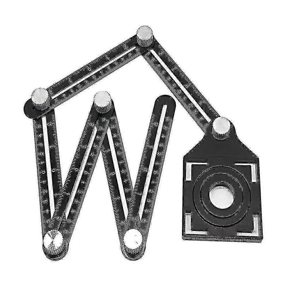 Multi-angle Measuring Ruler With Positioning Hole, 6 Sides Aluminum Alloy Multi-angle Ruler Template