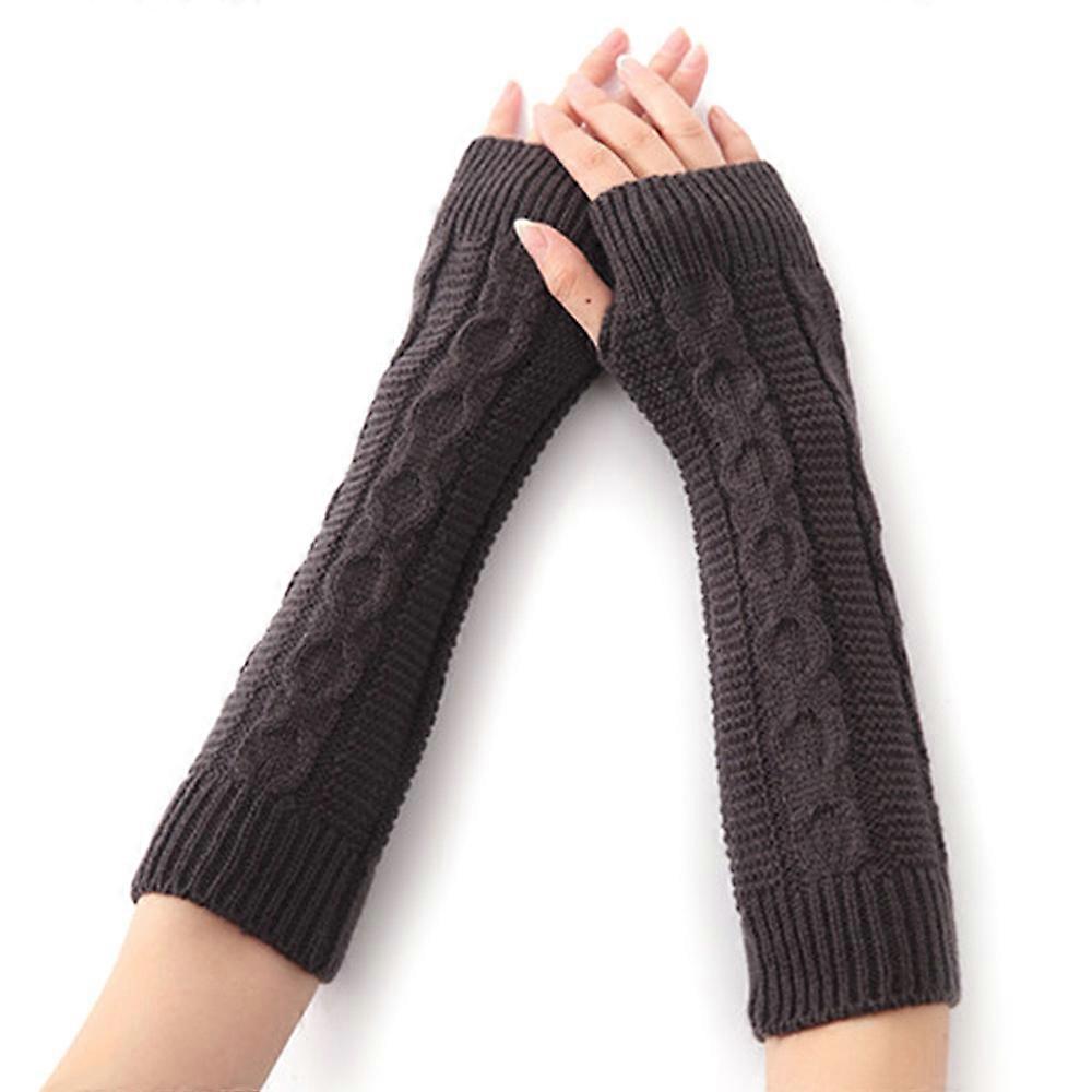 Ladies Long Knitted Gloves Thermal Fingerless Mittens