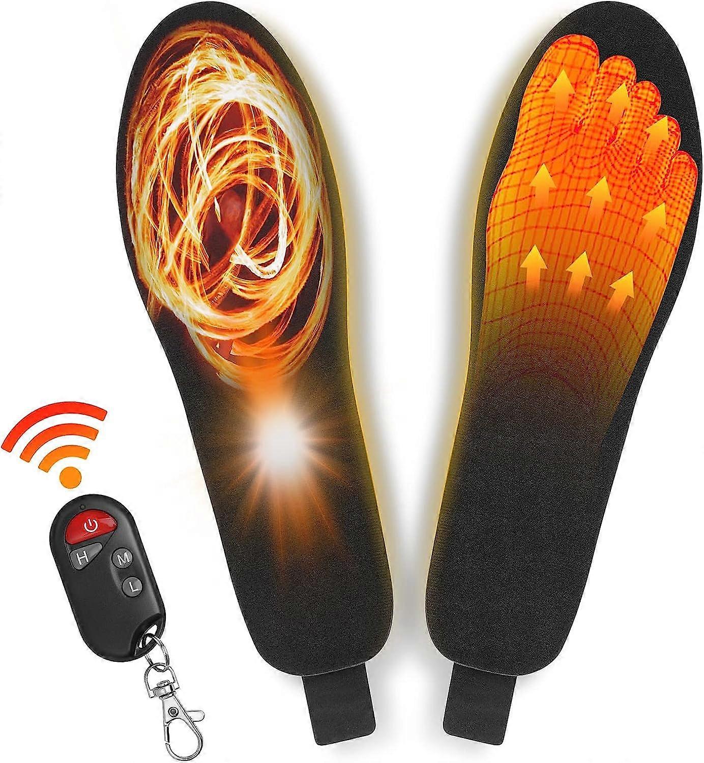 Semelle intérieure chauffante Semelle intérieure rechargeable à température contrôlée à 3 vitesses Chauffe-pieds 10 heures avec télécommande, taille 41-46 Semelle intérieure à coupe libre, lavable