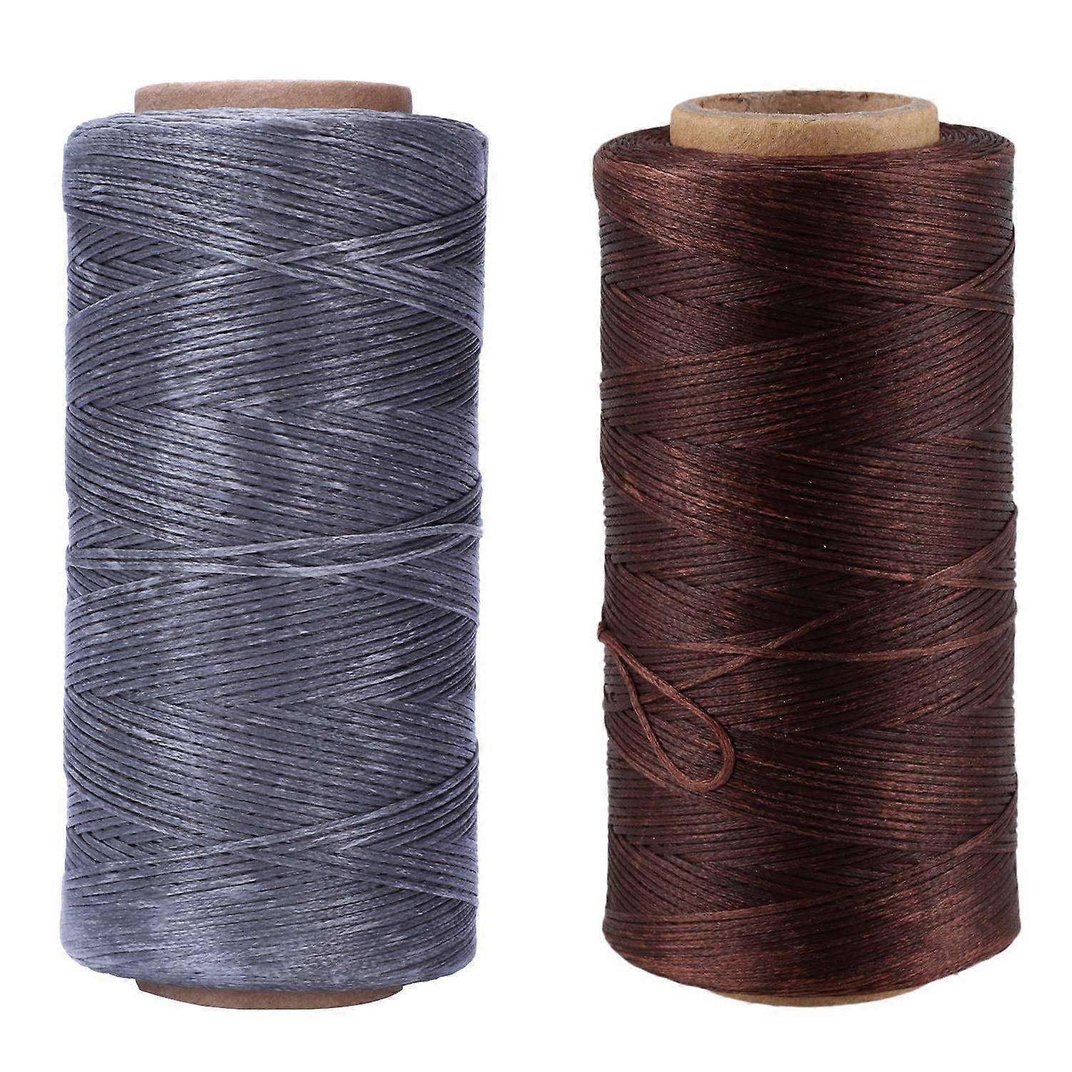 2 Pcs 260M 150D 1MM Leather Sewing Waxed Wax Thread Hand Needle Cord Craft DIY New Color:Light Brow