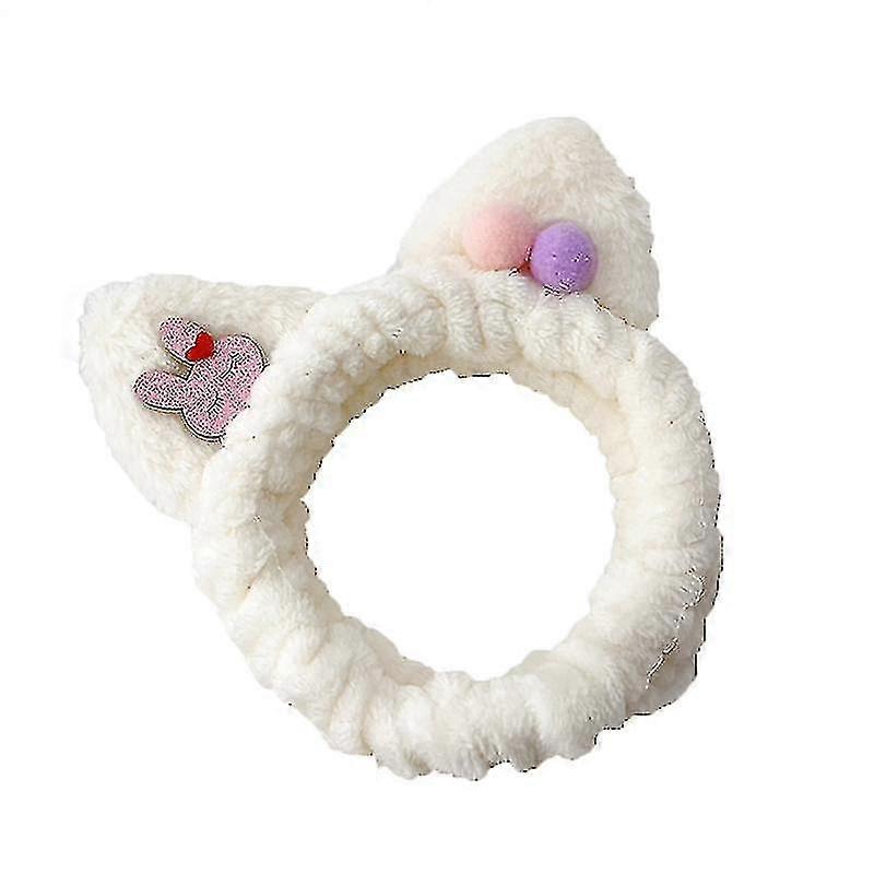Cute Cat Ears Headband Plush Spa Head Wrap Make Up Hairband Elastic Turban