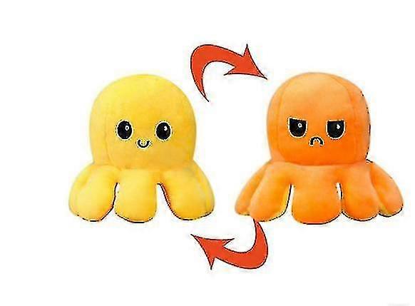 2023-plush Octopus Reversible Cute Flip Soft Toy Gift Happy Sad Pink E