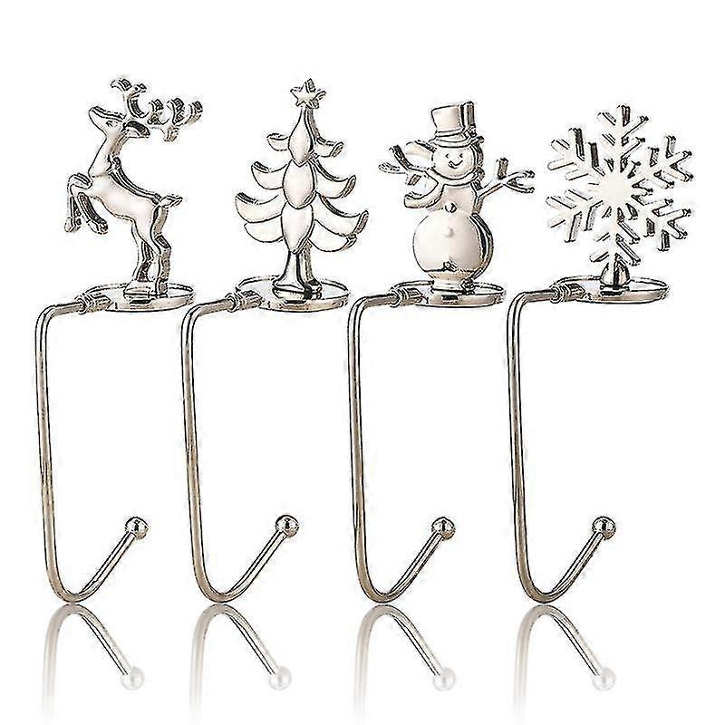 4pcs Christmas Stocking Hanger Hook Metal Mantel Rack